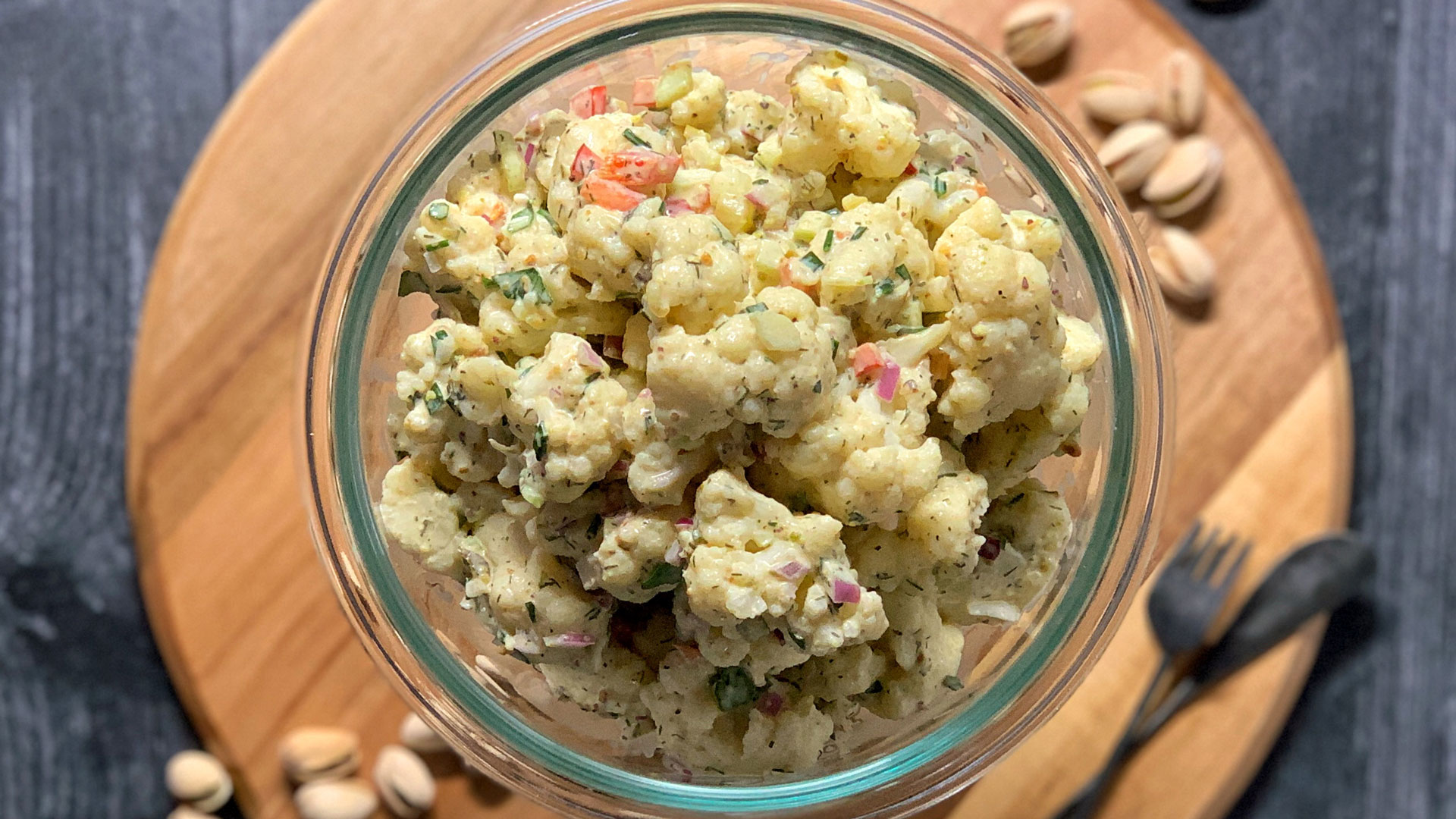 Cauliflower “Potato” Salad with Pistachio Mayo