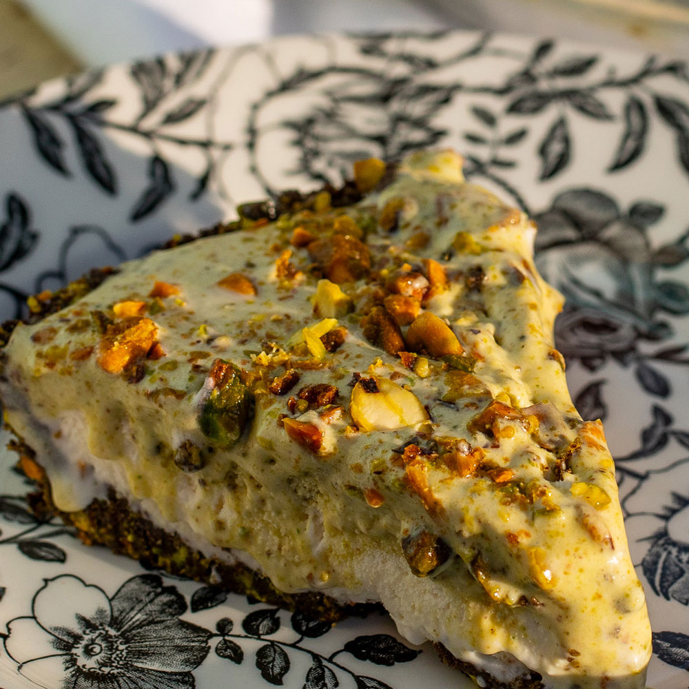 FROZEN PISTACHIO CHOCOLATE COOKIE CRUMB PIE Frozen Pistachio Chocolate Cookie Crumb Pie