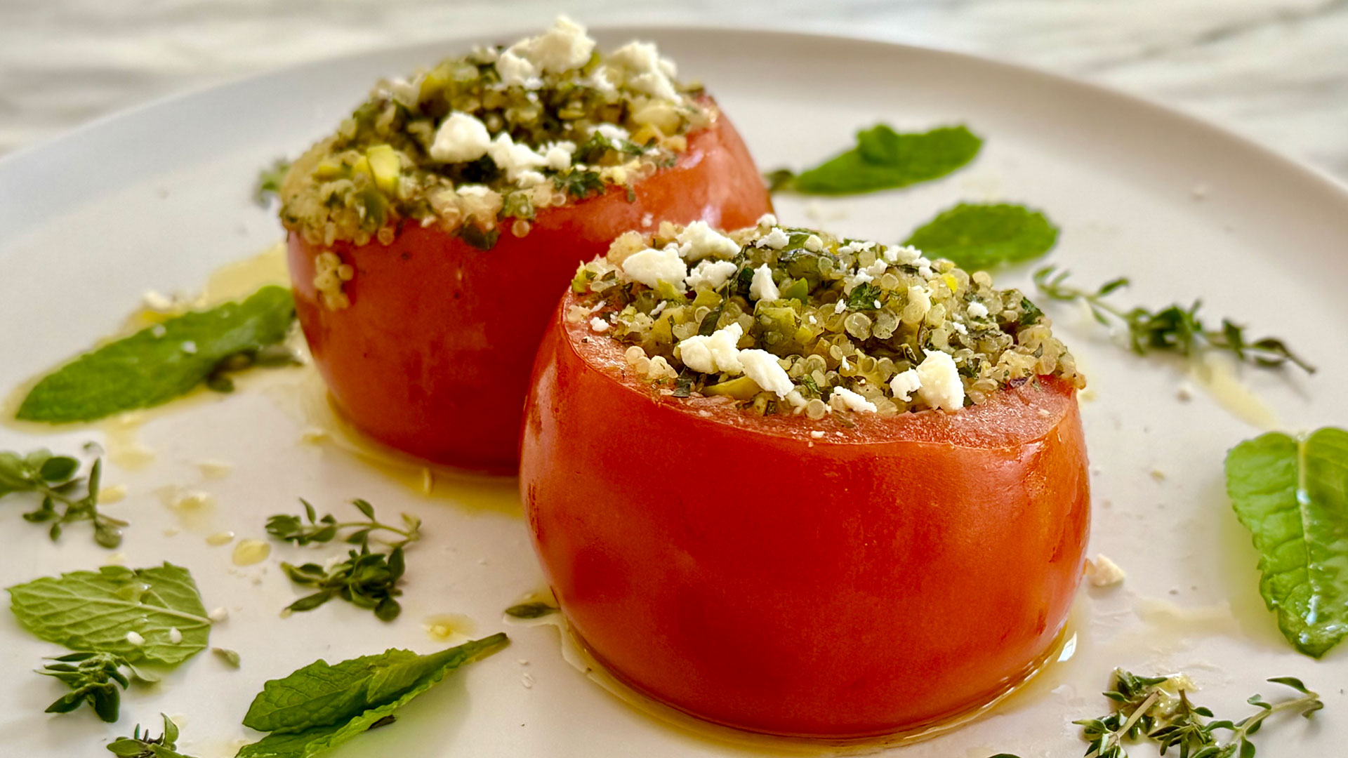 Microwave Pistachio-Stuffed Tomatoes