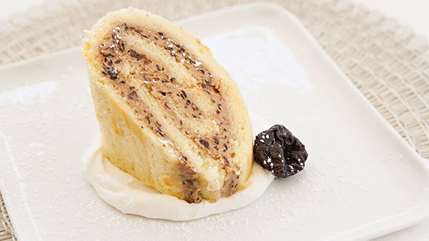 Pistachio, Meringue and Prune Mascarpone Cake